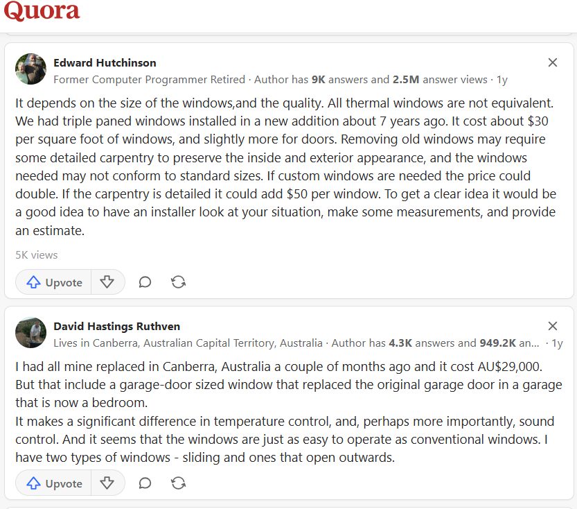 هزینه دوجداره كردن پنجره هاي قديمي در سایت Quora